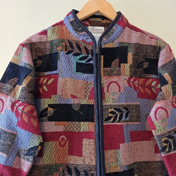 Traditions Artisan Jacket Colorful Tapestry Zip Front Coat Boho Patterned Size 8 - Picture 4 of 12
